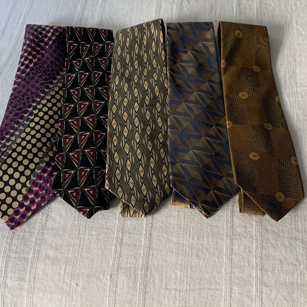 Stylish Men's Tie Collection - Purple, Black, Gold. All silk ties
